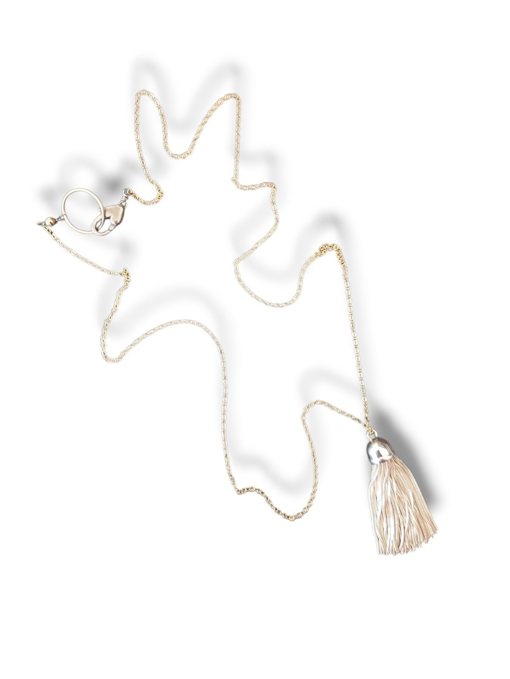Helen Wang Artisan Silver + Gold Chain Necklace with Tassel Pendant